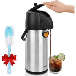 Airpot Coffee Dispenser Thermal with Pump,3L/102 Oz Insulated Stainless Steel Large Airpot Coffee Carafe Lever Action for Hot/Cold Water,Thermal Carafe for Hot Cocoa for Parties (101.4 Ounces)