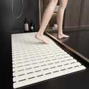 XIYUNTE Shower Mat Non Slip Bath Mat for Tub Non Slip Bathtub Mat - 36 x 16 inches Bath Tub Mat Anti Slip Shower Mats for Inside Shower with Powerful Suction Cups and Drain Holes, Cream White