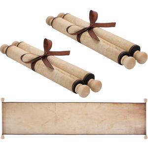 Epakh 2 Pack Blank Paper Scrolls Wrapped on Wood Rod for Writing, Drawing, Calligraphy, Wedding Vows, Cosplay Prop, Renaissance Festivals, Tabletop Role Playing Game(Old Color)