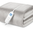 Electric Heated Blanket Queen Size with 6 Levels & 8h Auto Off, Ultra Soft Flannel Full Body Heating Blanket, Machine Washable, Warm Gray, 84" x 90"