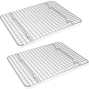P&P CHEF 11.75 Inch Cooling Baking Rack Set of 2, Stainless Steel Grid Cooking Racks for Roasting Drying Grilling, Oven & Dishwasher Safe, Heavy Duty & Healthy