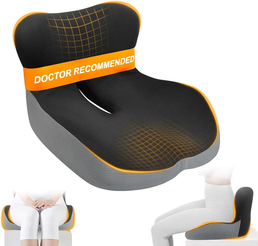 Allaboutsla Memory Foam Car Seat Cushion with Lumbar Support, L-Shaped Ergonomic Design for Long Driving, Pressure-Relief Comfort for Car, SUV, Semi Truck & Office Chair