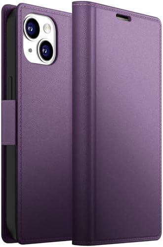 Dssairo for iPhone 15 Wallet Case, PU Leather Flip Folio Case with Card Holders Kickstand,RFID Blocking TPU Shockproof Inner Shell Phone Cover 6.1 Inch 2023 (Purple),Set Of 2