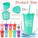 SiliFine 30 Sets Thank You Teachers Appreciation Gifts Bulk, 24 oz Plastic Tumblers with Lids and Straws Reusable Coffee Cups with Silicone Keychains, Bow-knots and Cards(Classic)