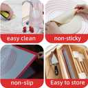 Silicone Pastry Mat Dough Baking Bread Sourdough Fondant Pie Dough Pizza,Silicone Baking Mat Cookie Sheet for Kitchen Counter with Measurements 32x24" Red (31.5"L x 23.6"W)