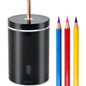 Electric Pencil Sharpener, Fully Automatic Pencil Sharpener with Auto in and Out, Rechargeable and Hands-Free for Standard 6-8mm Pencils, Perfect for Classroom (Black and Silver)