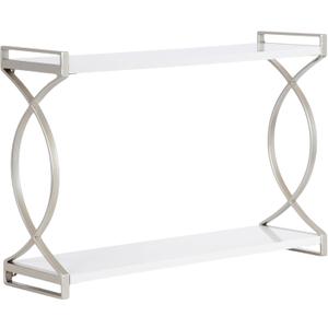 Kate and Laurel Arietta Modern Glam 2-Tier Wood and Metal Shelf, 24 x 7 x 16, White and Silver, Contemporary Decorative Wall Shelves for Over-The-Toilet Storage and Display