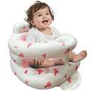 Inflatable Baby Seat for Babies 3-36 Months, Baby Chair with Fence & Built in Air Pump, Blow Up Floor Baby Seat with Back Support, Inflatable Baby Chair Sit Me Up for Home, Travel Pink Rabbit Fence