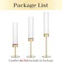Hewory Gold Hurricane Candle Holders: Brass Candlestick Holders Set of 3 Tall Taper Candle Holders for Candlesticks Candle Sticks Holder Decor for Table Centerpiece Wedding Party Christmas Decorations
