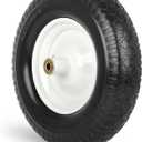GICOOL 16" Solid Wheelbarrow Tire, 4.80/4.00-8" Flat-Free Tire and Wheel, 6" Centered Hub, 5/8" Axle Bore Hole for Wheel Barrow Garden Utility Cart Replacement, 1 Pack-6" Hub
