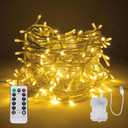 33 FT 100 LED Fairy Lights USB Battery Operated Clear Wire with Remote Control, 8 Modes String Lights with Timer Starry Twinkle Lights for Indoor Bedroom Party Christmas, Warm White