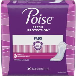 Poise Incontinence Pads for Women 5 Drop: Max Absorbency, Long Length, 39 (1 pack)