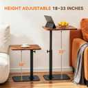 Adjustable TV Tray Table, C-Shaped End Table That Slides Under Couch, 15.7"L x 11.8"W