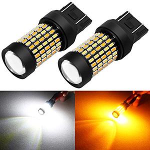PHINLION Super Bright White Amber Dual Color Switchback 7443 7443na 7444 7444na LED Bulbs with Projector for Car Front Turn Signal Parking Lights