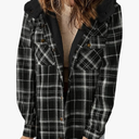 Dokotoo Womens Plaid Shacket Jacket Long Sleeve Button Down Fleece Hooded Jackets Warm Coat, 

Size-XL