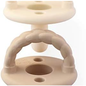 Itzy Ritzy Silicone Pacifiers for Newborn - Itzy Soother Pacifiers Feature Collapsible Handle & Two Air Holes for Added Safety; For Ages Newborn and Up, Set of 4 in Buttercream & Toast, 0-6M