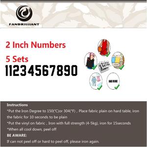 Fanbrilliant Black 0 to 9 Numbers 55 Pieces 2 inch Tall for Sports T-Shirt Jersey Iron on Heat Transfer Numbers