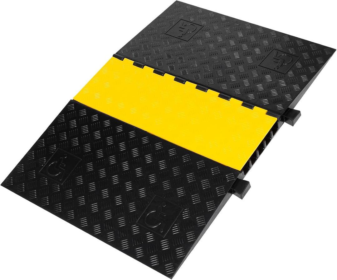 5 Channel Rubber Cable Protector Ramp, ADA Compiant Low Base Ramp, Heavy Duty Speed Bump Hump, Wire Cord Cover Ramp for Wheelchiar, Walker, Gait Trainer, Rollator, Scooter, Low Vehicles