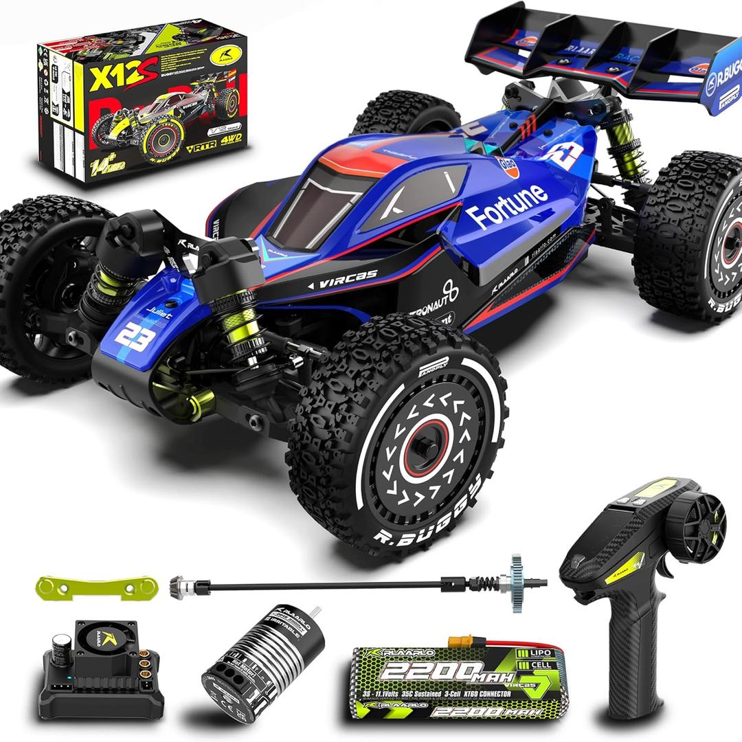 1/12 Brushelss RC Cars, 50 MPH, RC Buggy, Remote Control Truck, 44 Monster Car, Ages 8+ (Blue)