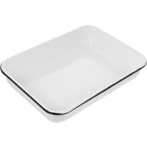 Luxshiny Enamel Baking Pan 13.77X9.64X2.55In Nonstick Food Baking Tray Multifunctional Heat-Resistant Kitchen Storage Tray for Pancakes Cookies Bread