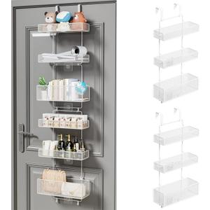 HapiRm Over Door Organizer Storage - Separable Door Organizer Hanging with 6 Metal Large Capacity Baskets for Bathroom Bedroom Kitchen Pantry Closet (White)