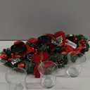 Sliner Christmas Candle Holder Centerpiece Christmas Poinsettia Glass Candle Holder Romantic Holiday Candelabrum for Xmas Party Table Mantel Decorations