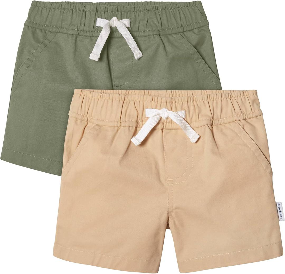 Gerber Unisex-Baby Gerber Baby Toddler Unisex Stretch Chino Shorts, 18M