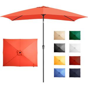 Ayge 6.5x10FT Rectangular Patio Umbrella Outdoor Table Umbrella w/Push Button Tilt & Crank Rectangle Market Umbrella UV Protection for Garden,Deck,Lawn,Yard & Pool,Orange