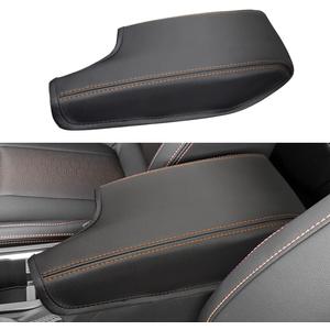 INTGET Car Center Console Armrest Cover for Subaru Crosstrek Accessories 2018 2019 2020 2021 2022 2023 Impreza 2017-2023 Leather Arm Rest Box Lid Middle Console Cover Seat Protector(Orange Stitches)