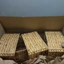 Layhit 4 Pcs Wicker Storage Basket Water Hyacinth Handwoven Baskets with Handles Foldable Woven Organizer Multipurpose Wicker Storage Bins for Bedroom Living Room(12 x 12 x 12'',Natural)