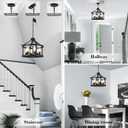 21.5'' Large Black Chandeliers Farmhouse Light Fixtures Vintage Rustic Cage Pendant Light Kitchen Island for Dining Room Foyer Entryway Living Room