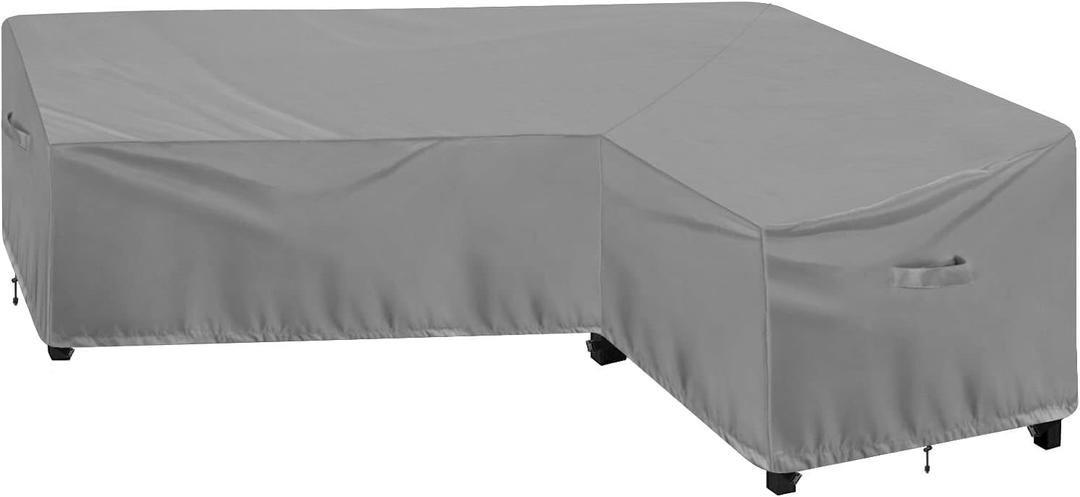 OutdoorLines Waterproof Outdoor Patio Sectional Cover - UV Resistant & Windproof L-Shaped Patio Furniture Covers for Deck, Lawn and Backyard, 420D Heavy Duty Couch Cover, Right Facing, 104"x83", Grey
