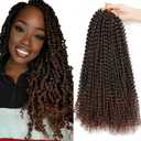 Dorsanee Ombre Chocolate Brown Passion Twist Hair 18 Inch 7 Packs Water Wave Crochet Curly Braiding Braids Hair for Women (T33#)