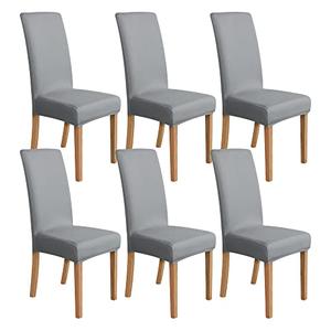 Amazon Basics Dining Chair Covers, Stretch Parson/Dining Chair Slipcover, Removable Washable Chair Protector for Home/Restaurant/Banquet, Light Grey, 6-Pack