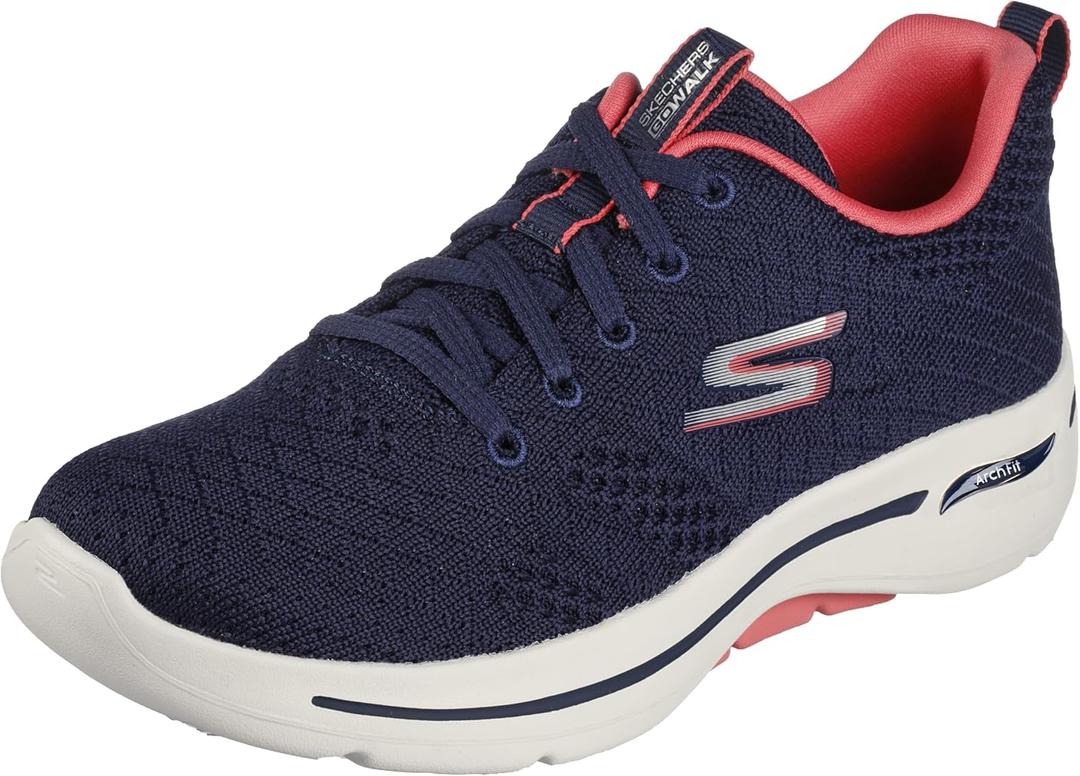 Skechers Women's Go Walk Arch Fit Unify Sneaker (6.5, Navy/Coral)