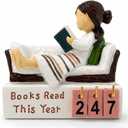 Books Read This Year Counter, Book Lovers Gifts for Women Readers, Bookish Gifts for Bookworms, Reading Tracker with Number Tiles, Bookshelf Decor, Book Accessories for Reading Lovers