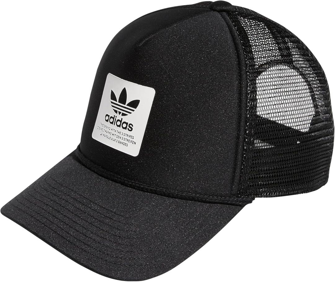 adidas Originals Dispatch Trucker 5-Panel High Crown Mesh-Back Adjustable Strapback Cap (One Size, Black/White)