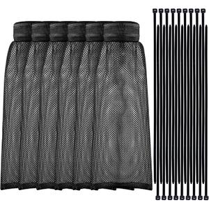 Shappy 24 Pieces Washing Machine Lint Traps and Cable Ties Set 6 Nylon Mesh Lint Trap for Discharge Hoses and 18 Cable Ties Fits Most Washing Machines(Black)