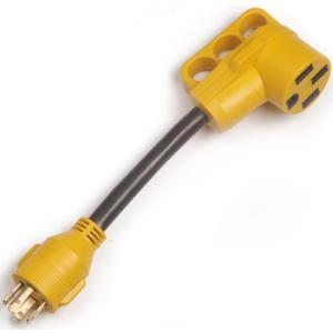 RV Generator Power Adapter-30Amp Male 4 Prong Plug to 50 Amp Female 12inch STW10/3 Camper Cord(CRG30450)