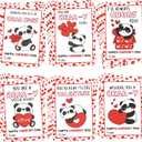 30 Panda Valentines Cards for Classroom Exchange, Funny Valentines Day Cards Greeting Cards Bulk, Valentines Candy Gift Tags, Valentines Day Classroom Gifts for School Class Party Favors