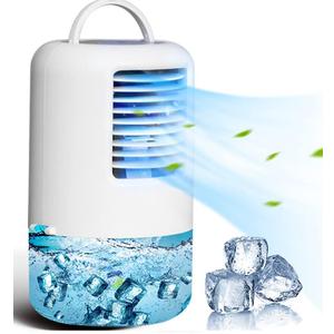 Qinmay Portable Air Conditioner Touch Screen with 7 Colors Night Light, 16.90oz (500ml) Water Tank Capacity, Personal Space Timed Air Cooler Humidifier Misting Fan for Office Room, White Qinmay Portable Air Conditioner Touch Screen with 7 Colors Night Light, 16.90oz (500ml) Water Tank Capacity, Personal Space Timed Air Cooler Humidifier Misting Fan for Office Room, White