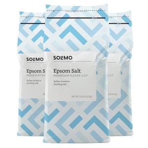Amazon Brand - Solimo Epsom Salt Soak, Magnesium Sulfate USP, Relaxing Bath Soaking Aid, Unscented, 8 Pound, Pack of 3, Resealable Bags