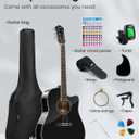 Moukey 41" Acoustic Guitar for Beginners Adult Teen Full Size Guitarra Acustica with Chord Poster, Gig Bag, Tuner,Steel Strings, Capo, Strap - Black