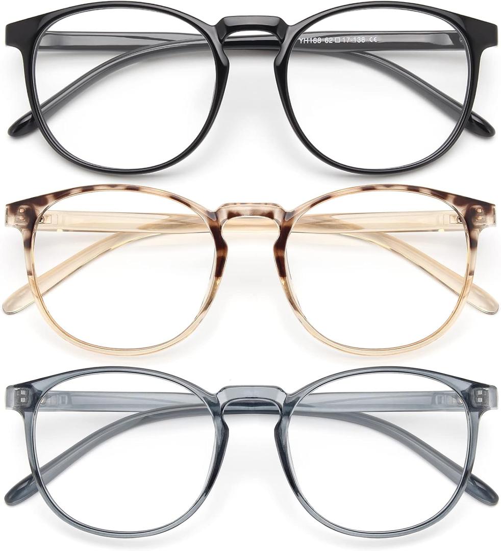 IBOANN Iconic Blue Light Glasses for Woman - Computer Glasses 99% Blue Light Blocking - Anti Eyestrain & UV Glare Protection (C1 Light Black &Cape Honey Tortoise &Cascade Grey)