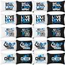 Pinkunn 20 Pcs Cheer Makeup Bags Bulk Cheerleader Gifts for Women Canvas Cheer Cosmetic Pouch Toiletry Zipper Makeup Case Cheerleading Portable Travel Pouch Team Accessories(Blue)