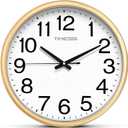 Wall Clock, 13 Inch Large Dial Non-Ticking Silent Battery Operated Quality Analog, Ultra-Quiet Movement Quartz, Timeless Stylish Clock, Ideal Modern Home, Office Décor (Gold)