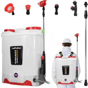 RexLeLXB 5.3Gal Battery Powered Backpack Sprayer Compatible with Milwaukee for M18 18V Battery, Electric Backpack Sprayer with 4 Nozzles, 0-100 PSI Adjustable Pressure for Weeding, Spraying&Cleaning