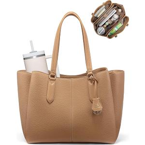 LOVEVOOK Laptop Tote Bag for Women 15.6 In Work Bags with Triple Compartments Large Faux Leather Computer Office Briefcase