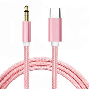 USB-C to 3.5mm Aux Audio Cable, Apple MFi Certified Car Stereo Cord for iPhone 15 16 17 Series, iPad Pro, MacBook, Samsung Galaxy S 25 S24 S23 S22 Note 20, Pixel 5 6 7 8 9 (Pink)