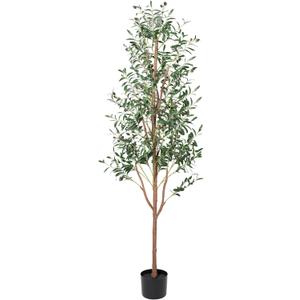 CQURE Faux Olive Tree 6ft, Fake Tall Olive Tree Artificial Plants with Olive Branches Fruit for Home Bedroom Kitchen Room Decor Indoor